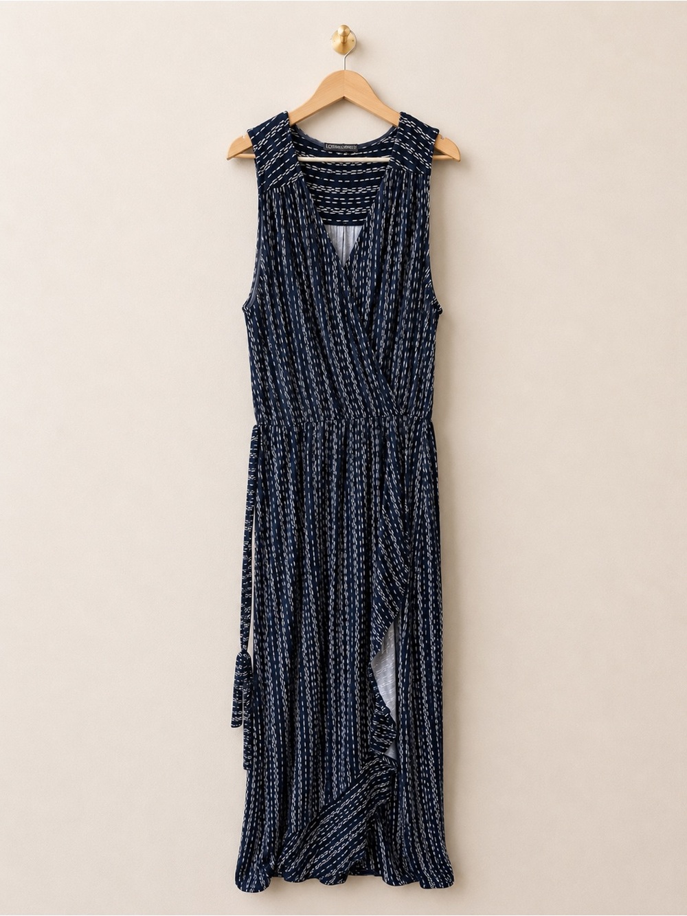 Loveappella Navy White Wrap Maxi Dress Plus Size 2X